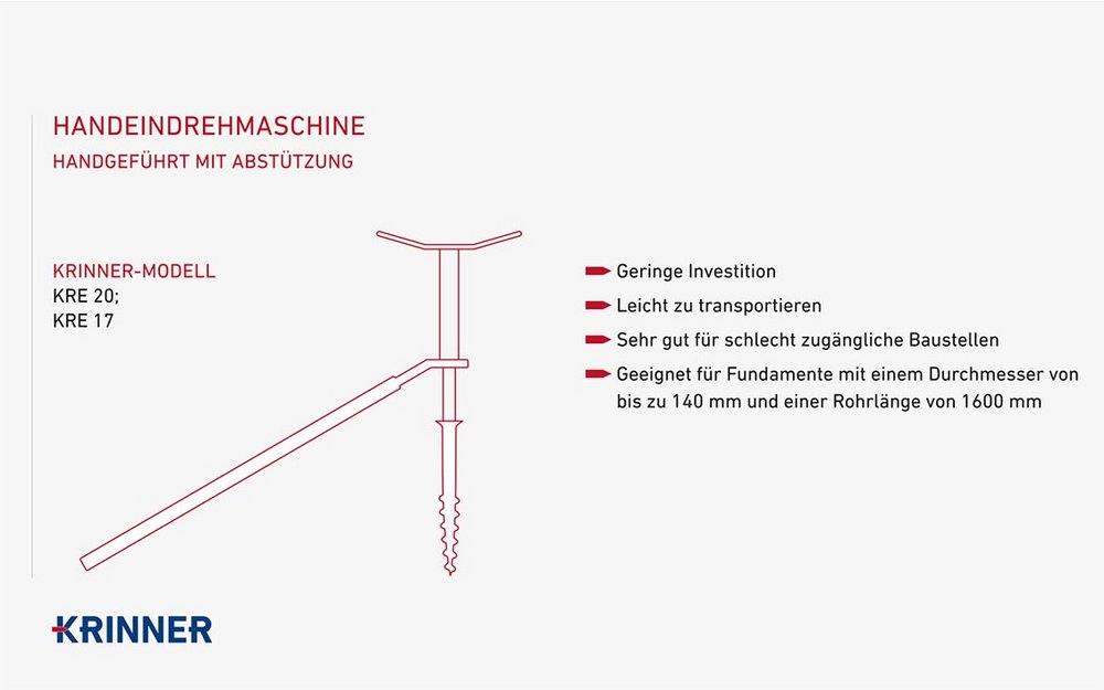 Handeindrehmaschine für Schraubfundamente